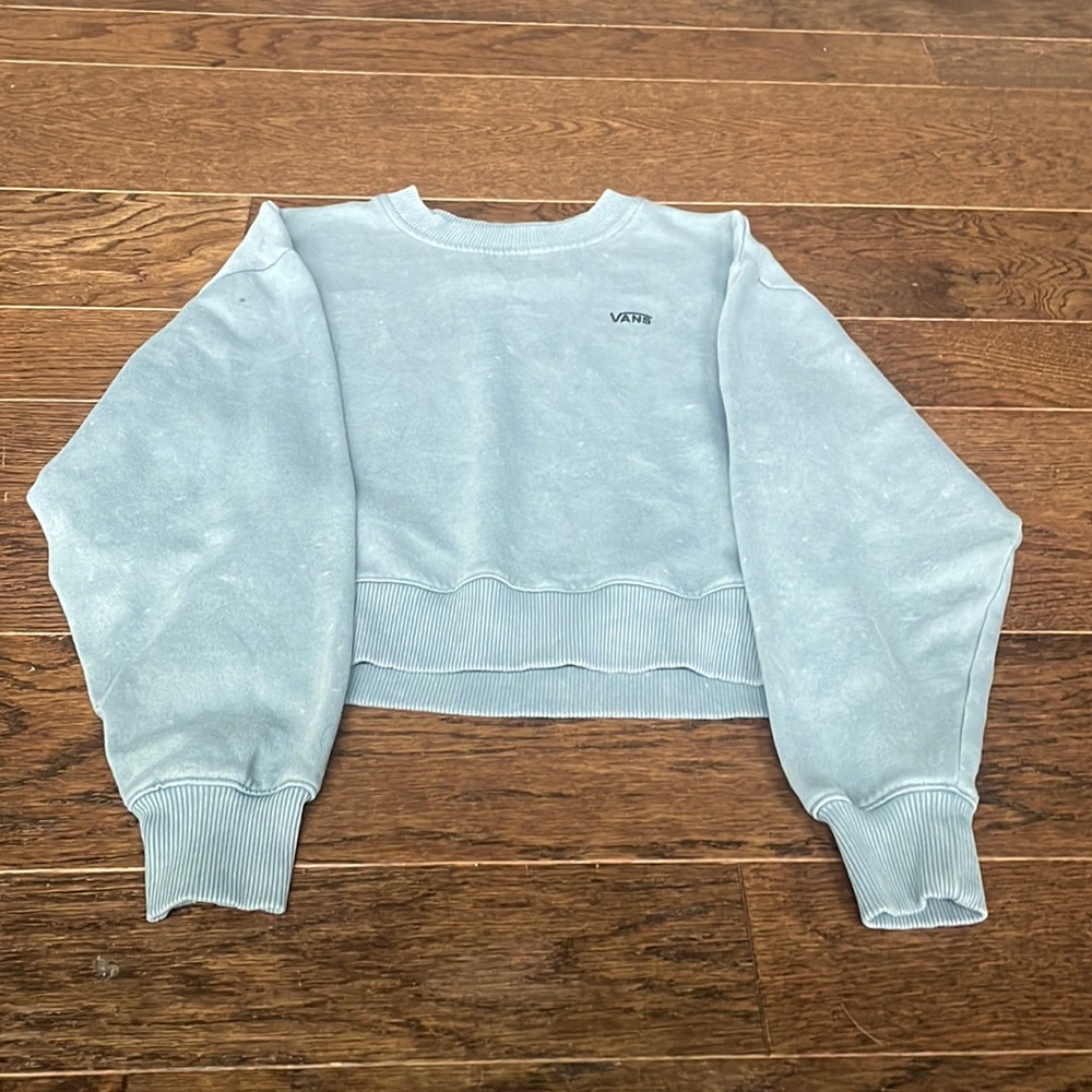 Blue cropped vans crewneck